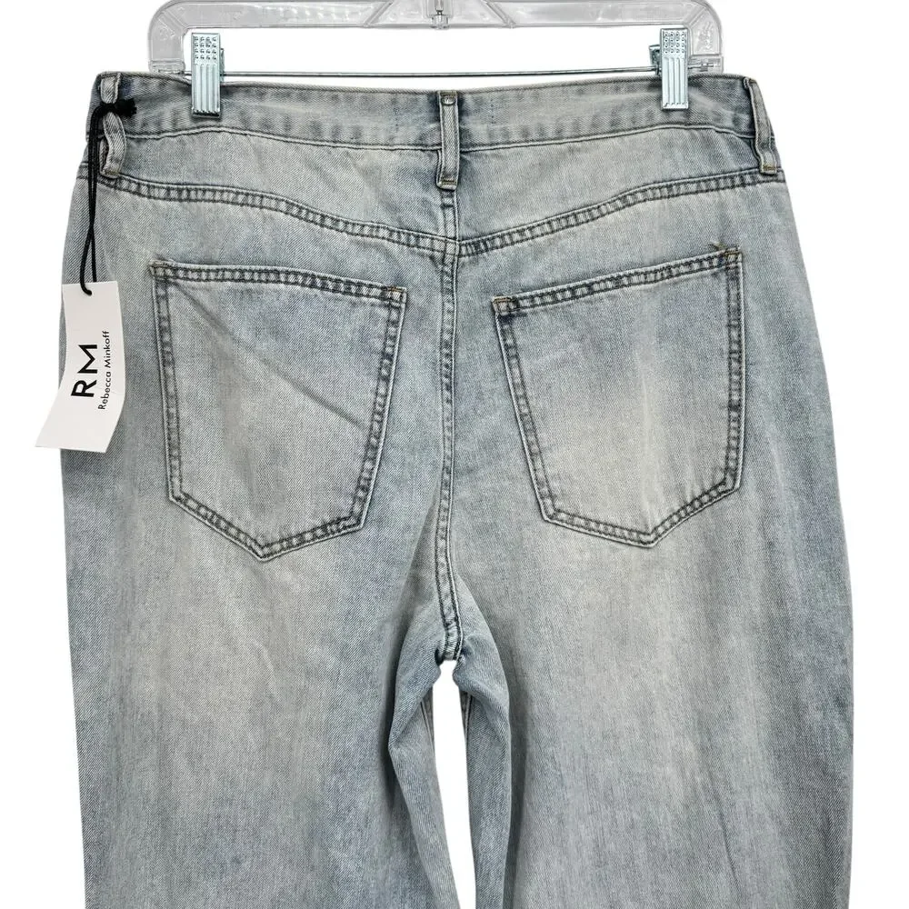 RM Rebecca Minkoff NWT SZ 10 Women's Wide Leg 100% Cotton Jeans Blue High Rise